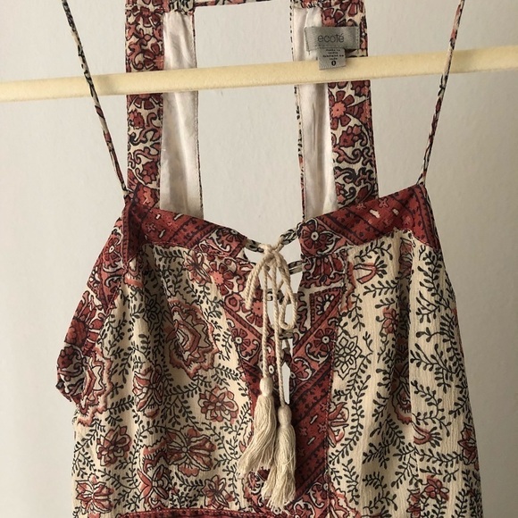 Urban Outfitters Ecote Boho Western Maxi Red Cream Dress 0 - Picture 4 of 8